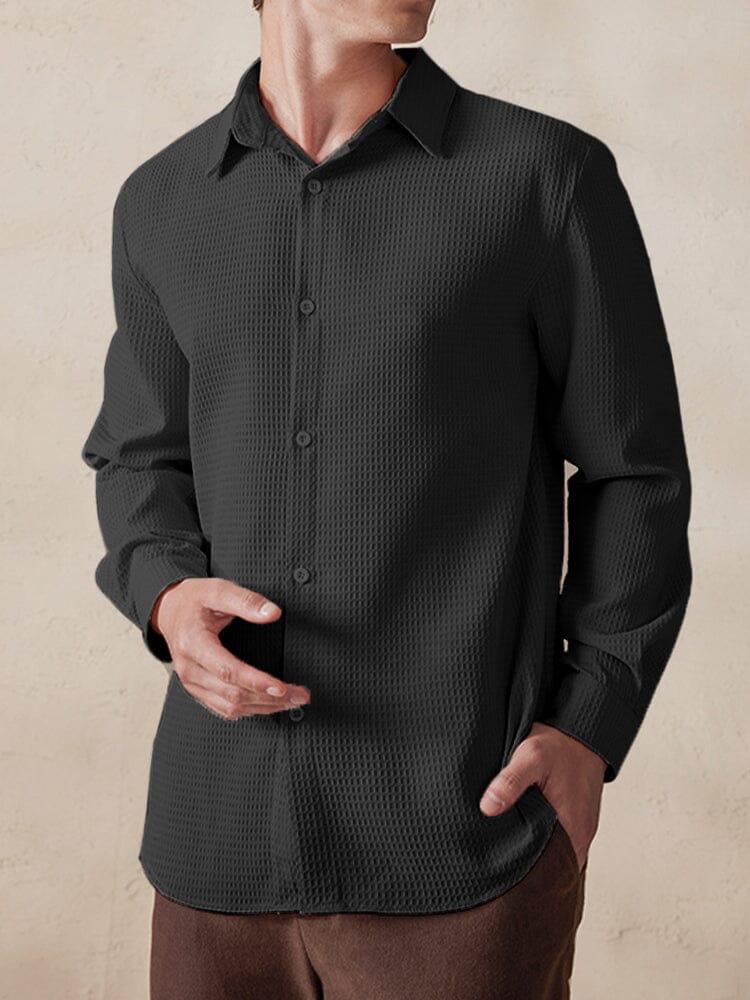 Men's Waffle Knit Casual Shirt – detail
