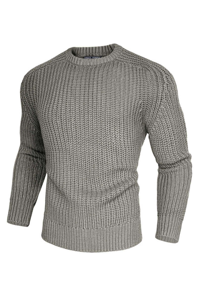 Men's Crew Neck Textured Sweater – Gray
