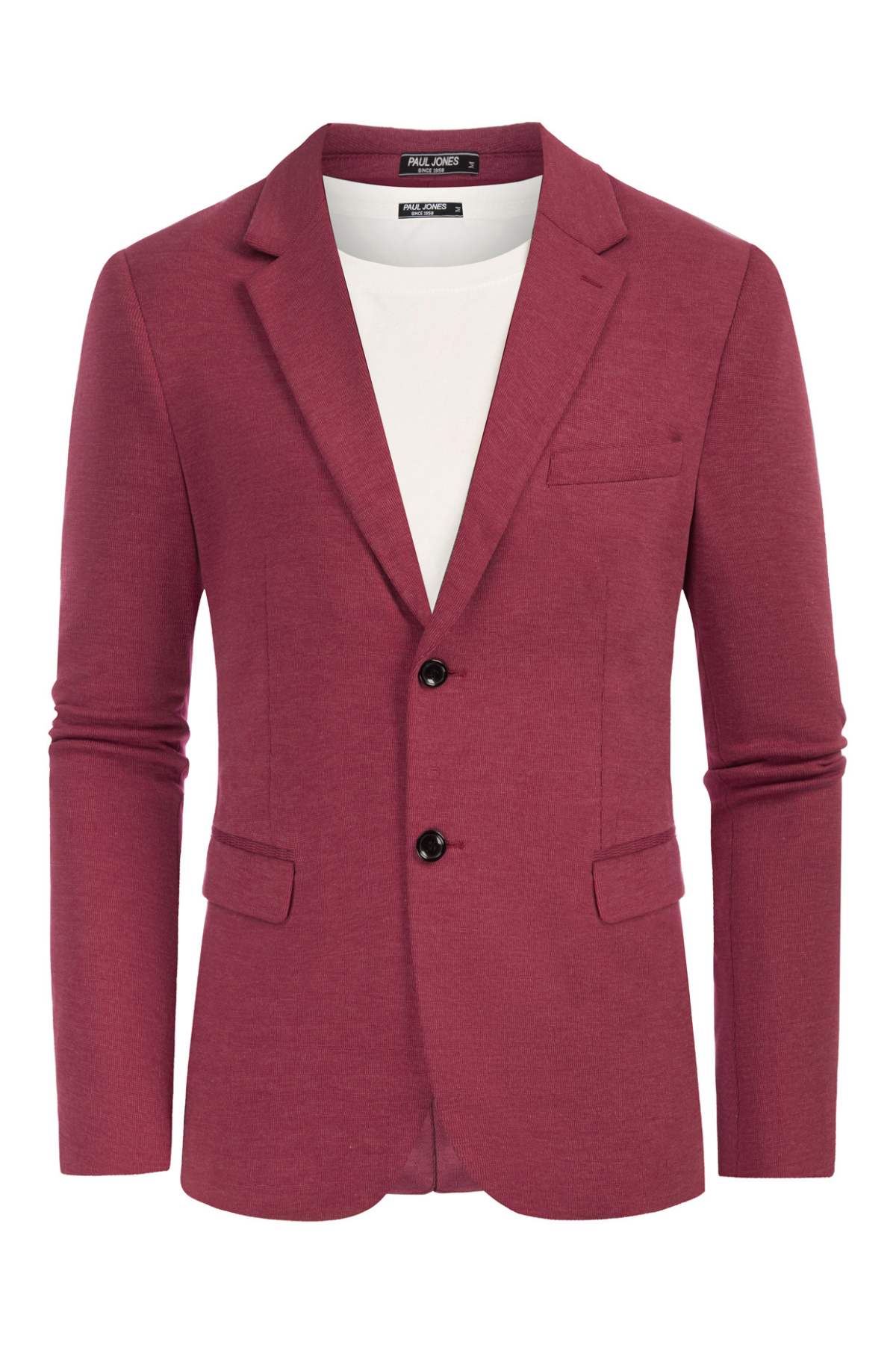 Men's Notch Lapel Pocketed Casual Blazer – Wine