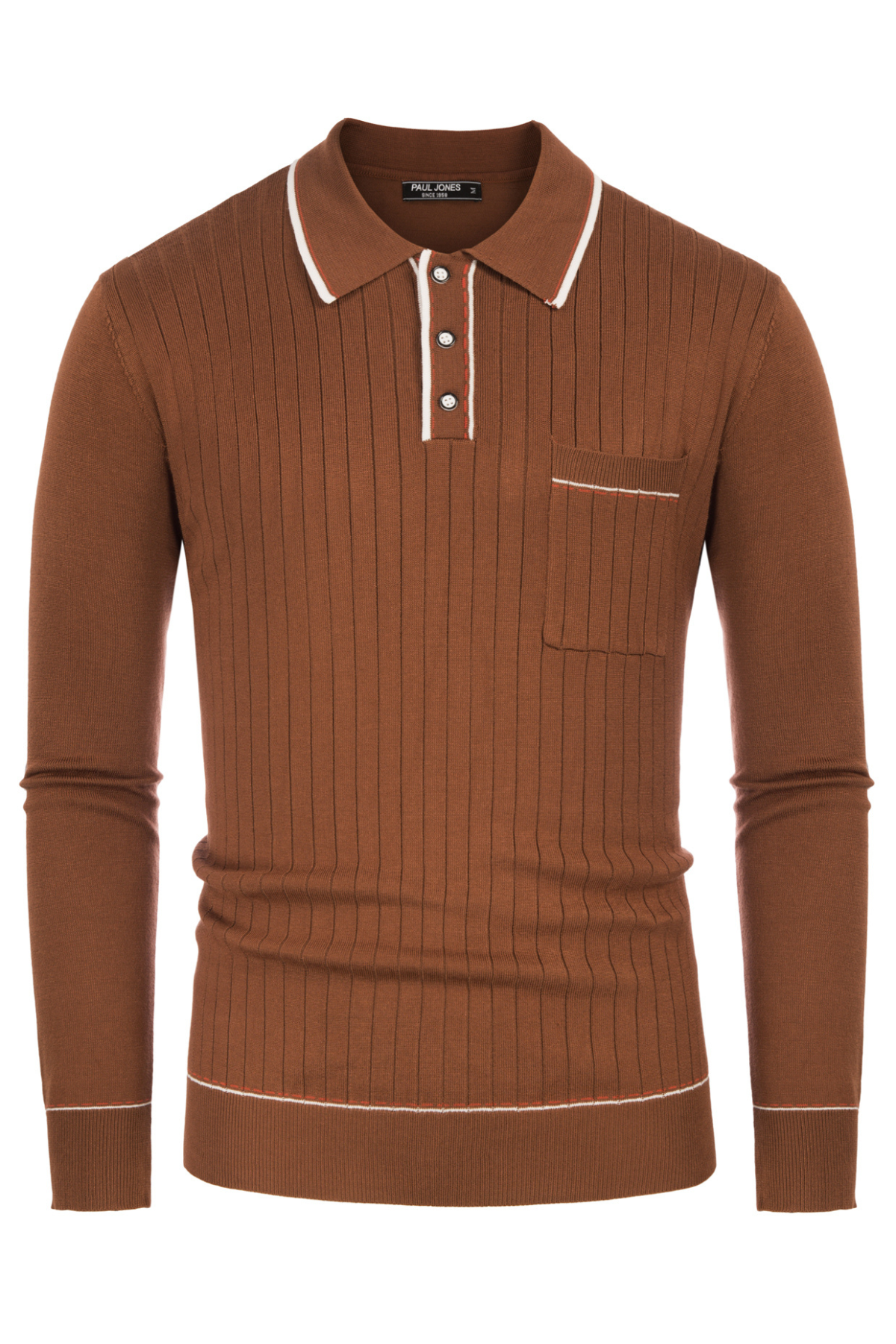 Men's Ribbed Knit Button-Up Lapel Sweater – Chocolate