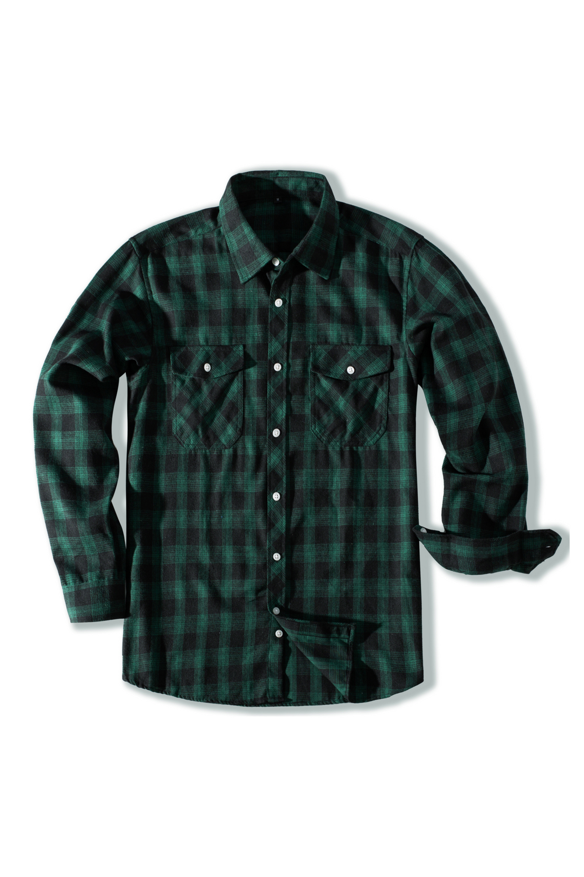 Men's Plaid Button-Down Long Sleeve Casual Flannel Shirt – Green
