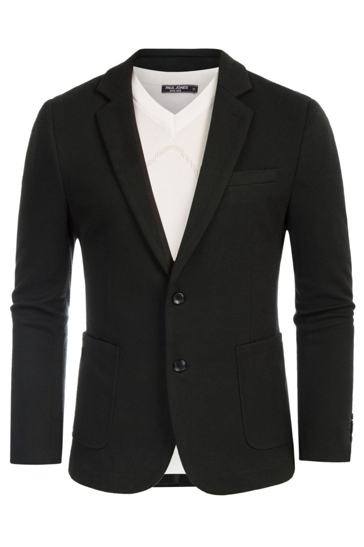 Men's Knit Two-Button Stretch Unlined Blazer – Black