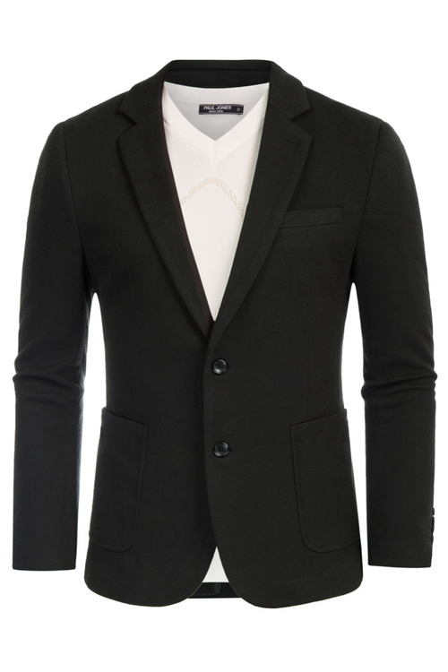 Men's Knit Two-Button Stretch Unlined Blazer – Black