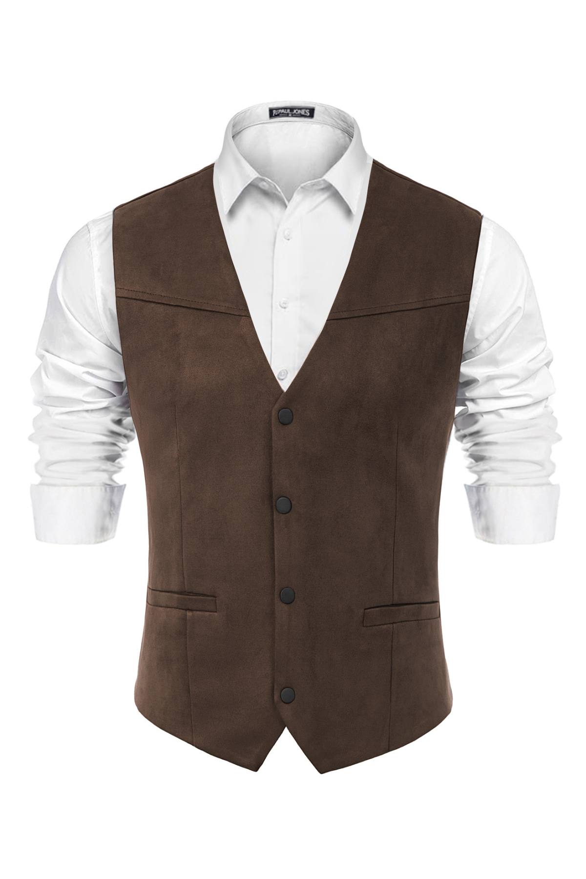 Men's Faux Suede Western Casual Waistcoat – Dark Brown