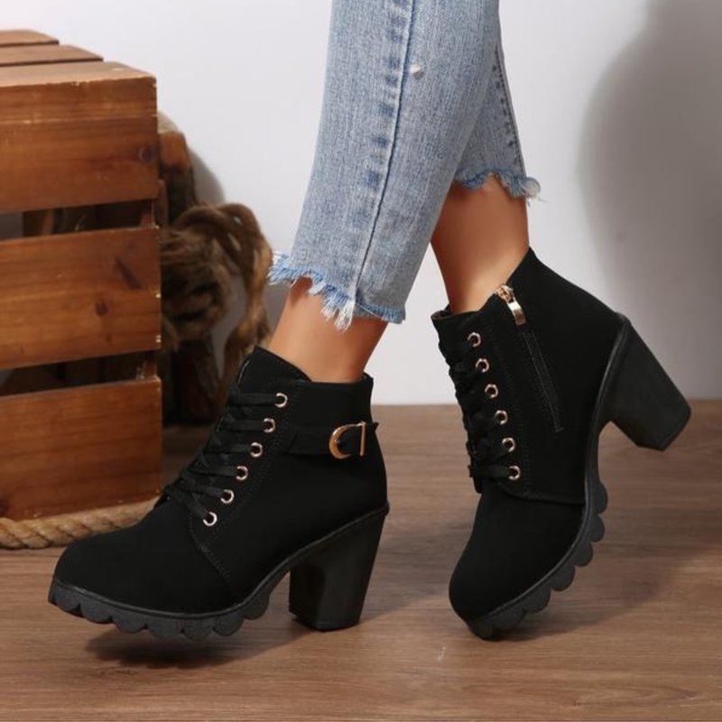 Dove | Boots For Women | Lace Up Ankle Block Heel