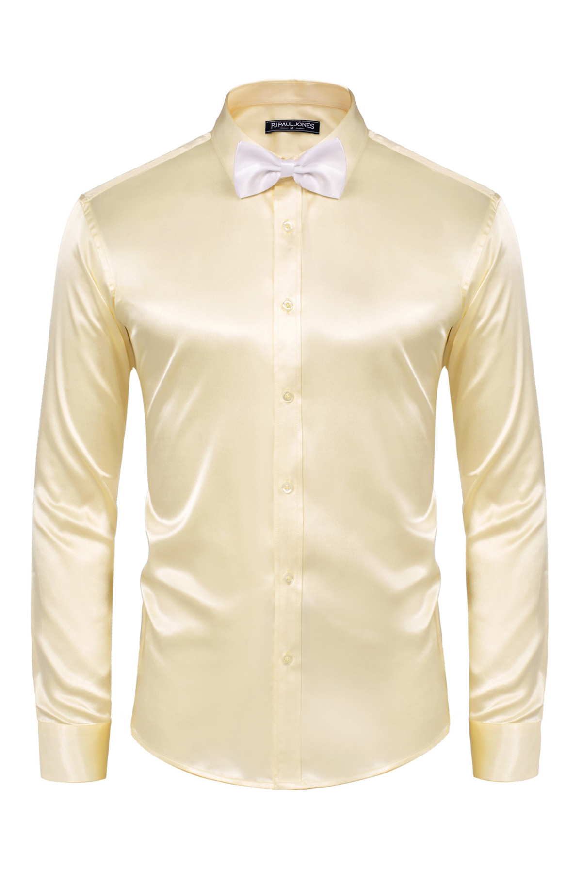 Men's Satin Button-Down Long Sleeve Shimmering Cardigan – Champagne
