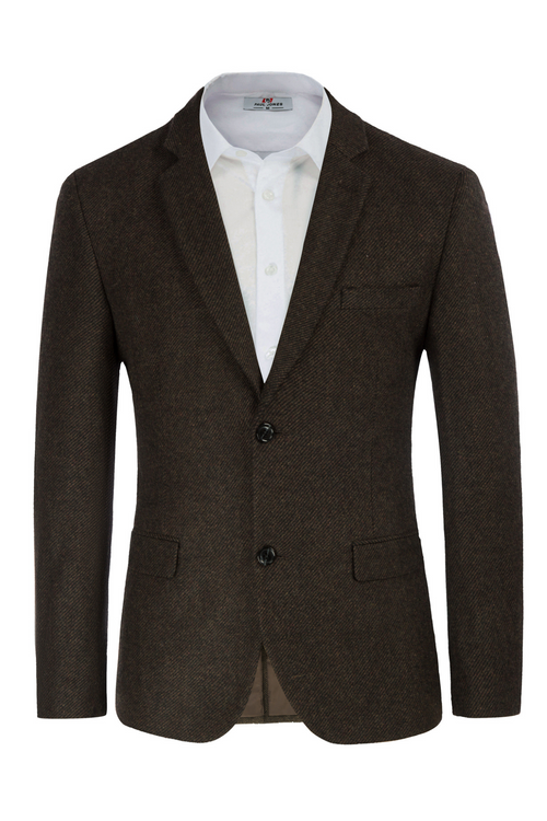 Men's Wool Blend Notch Lapel Long Sleeve Casual Blazer – detail