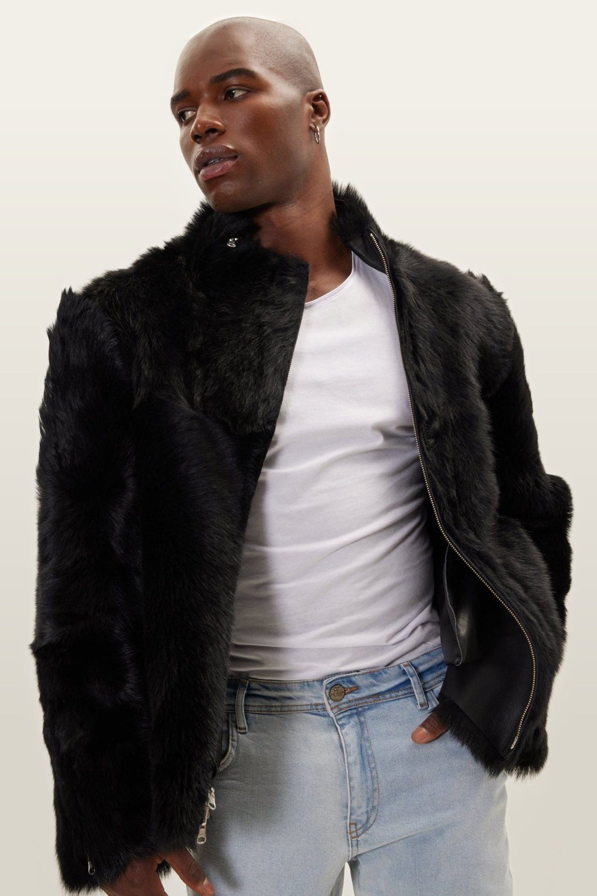Men's Reversible Shearling-Lined Jacket – Black