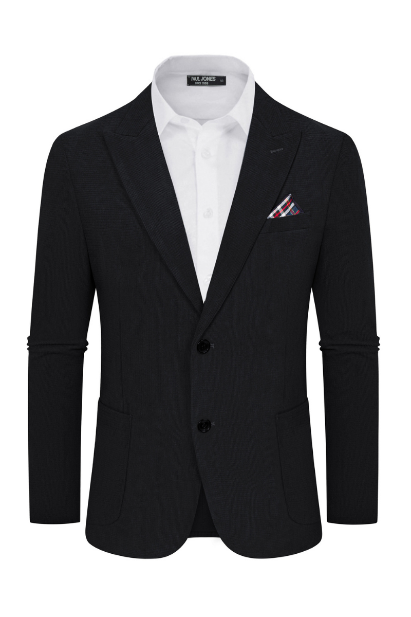 Men's Button-Front Corduroy Blazer with Side Slit and Lapel Collar