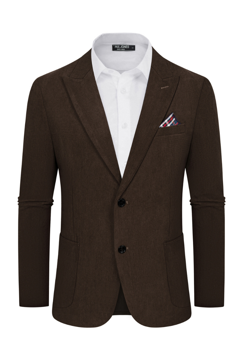 Men's Corduroy Lapel Side-Slit Two-Button Blazer – Coffee