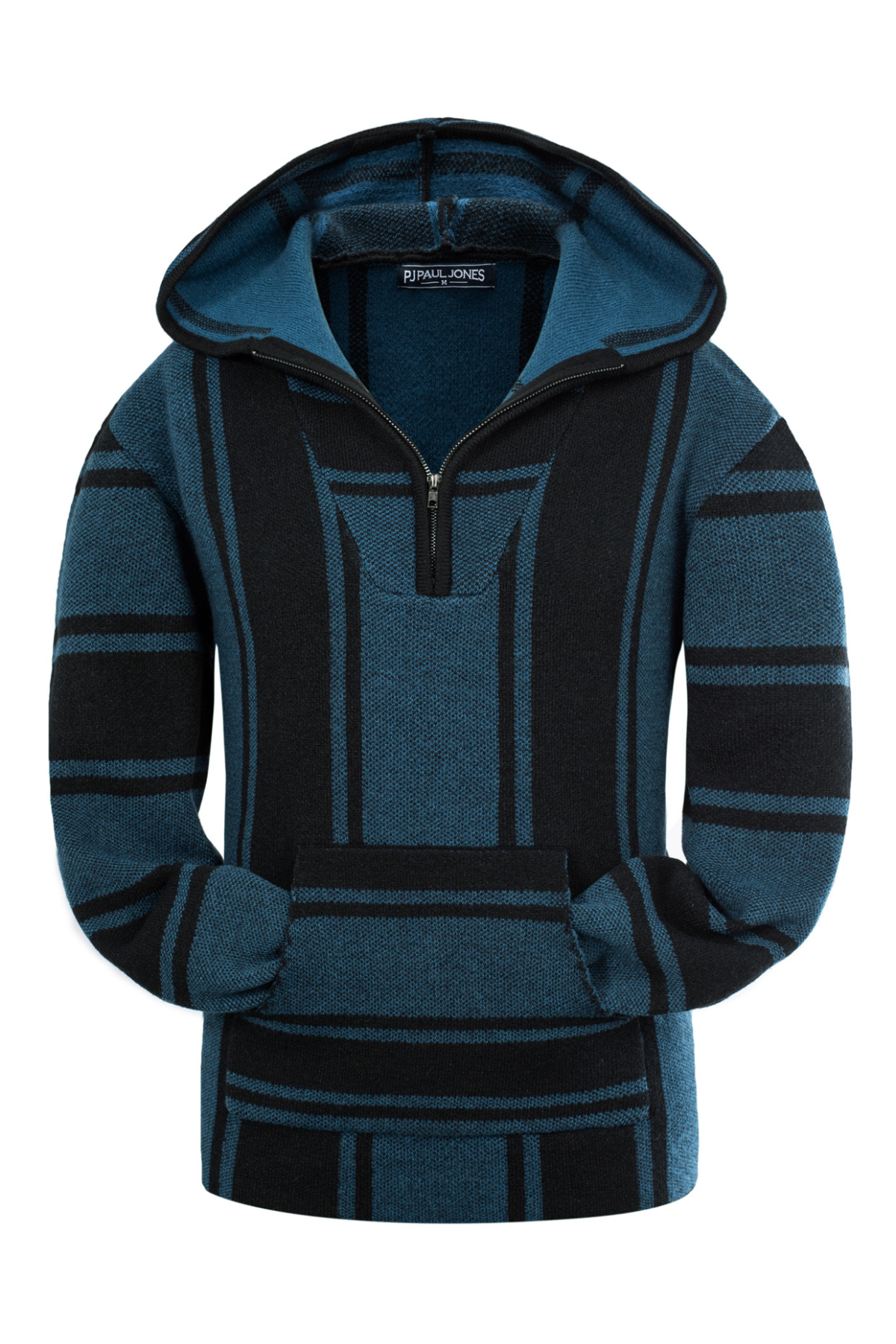 Men's Cable Knit Quarter-Zip Hoodie – Blue