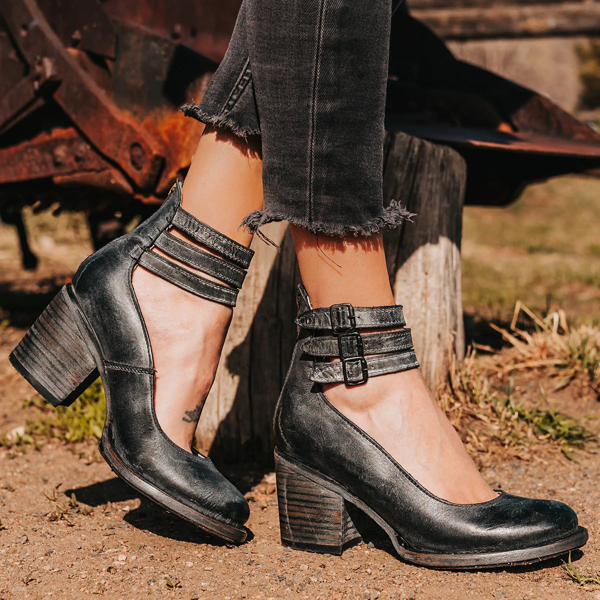 Heels For Women | Ankle Strap Block Heel Boot