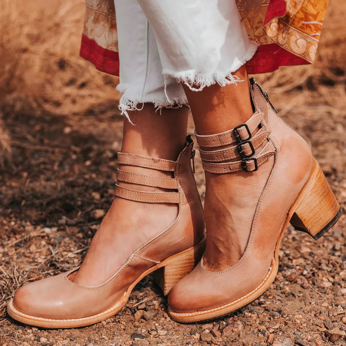 Martha | Heels For Women | Ankle Strap Block Heel Boot