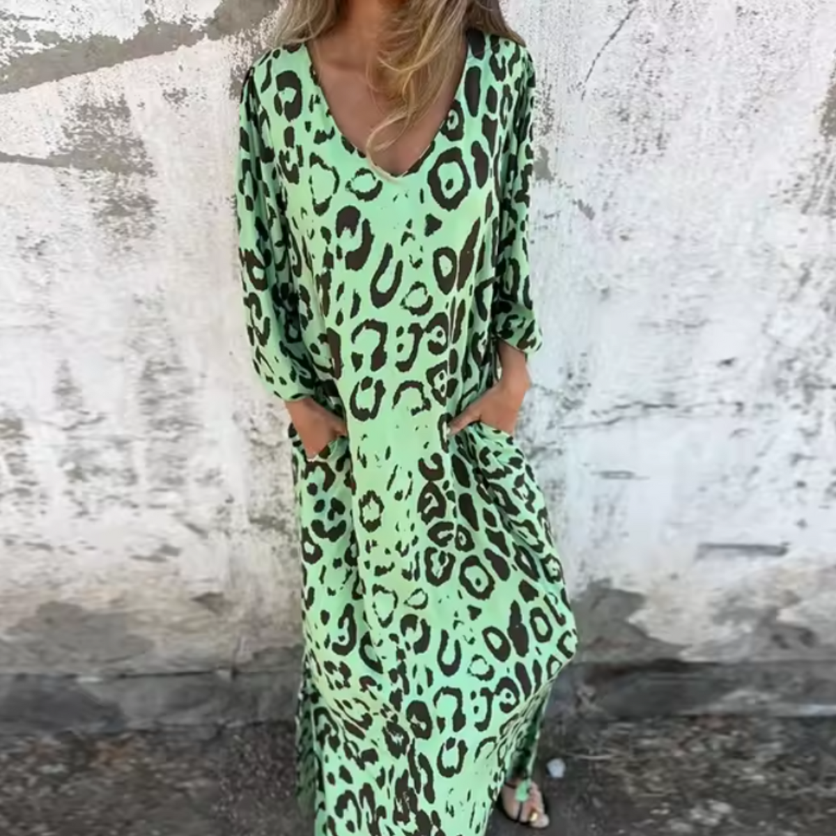 Louise | Women's Spring Dress | Printed Pocket Long Sleeve Maxi