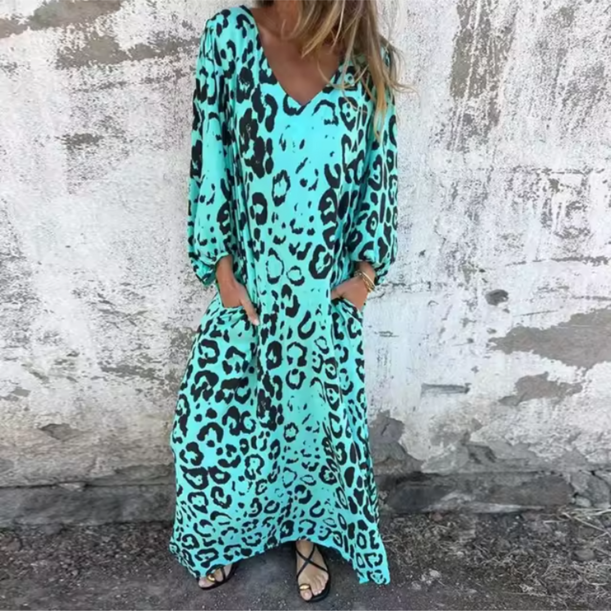 Louise | Women's Spring Dress | Printed Pocket Long Sleeve Maxi
