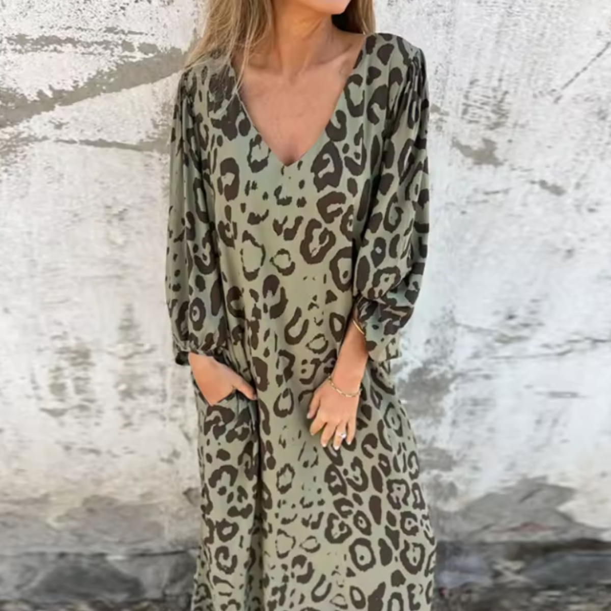 Louise | Women's Spring Dress | Printed Pocket Long Sleeve Maxi
