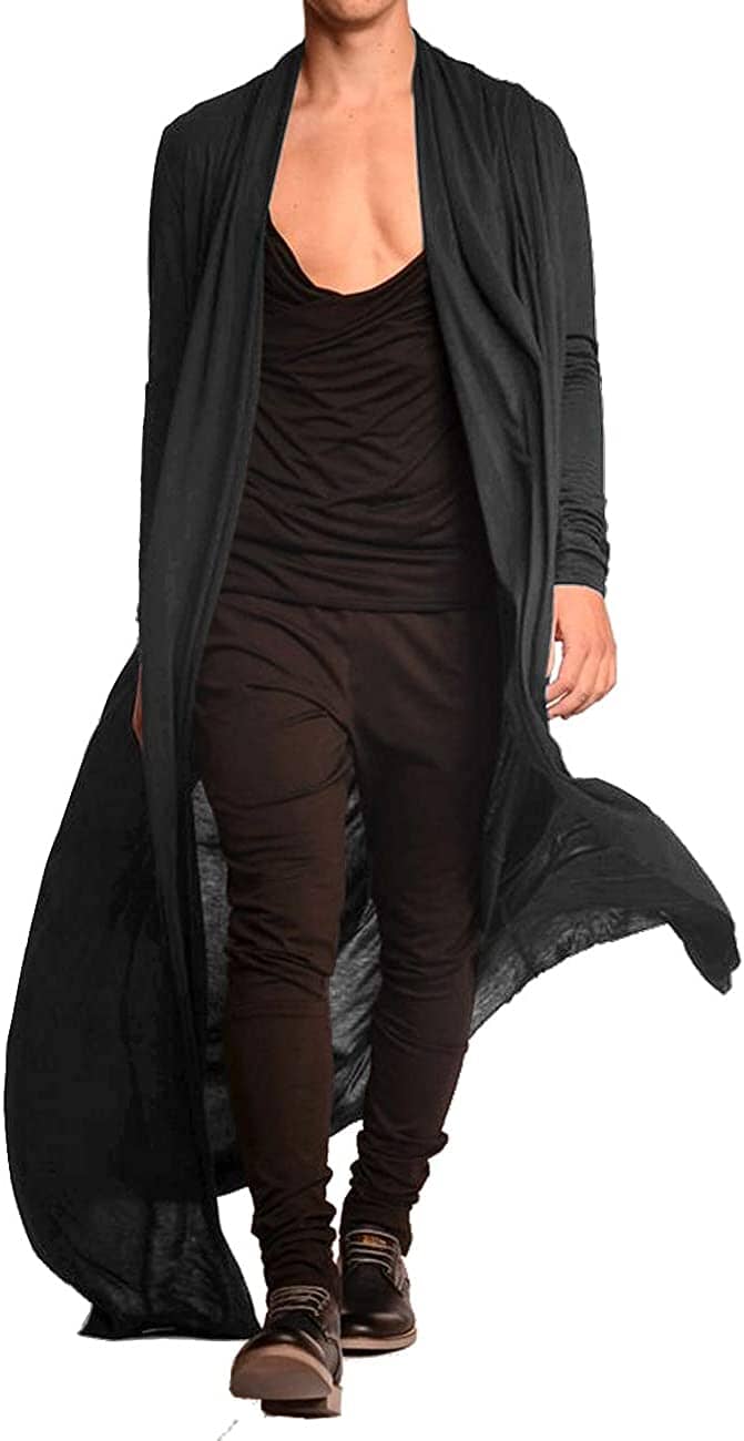 Men's Ruffled Shawl Lightweight Cardigan – Dark Gray