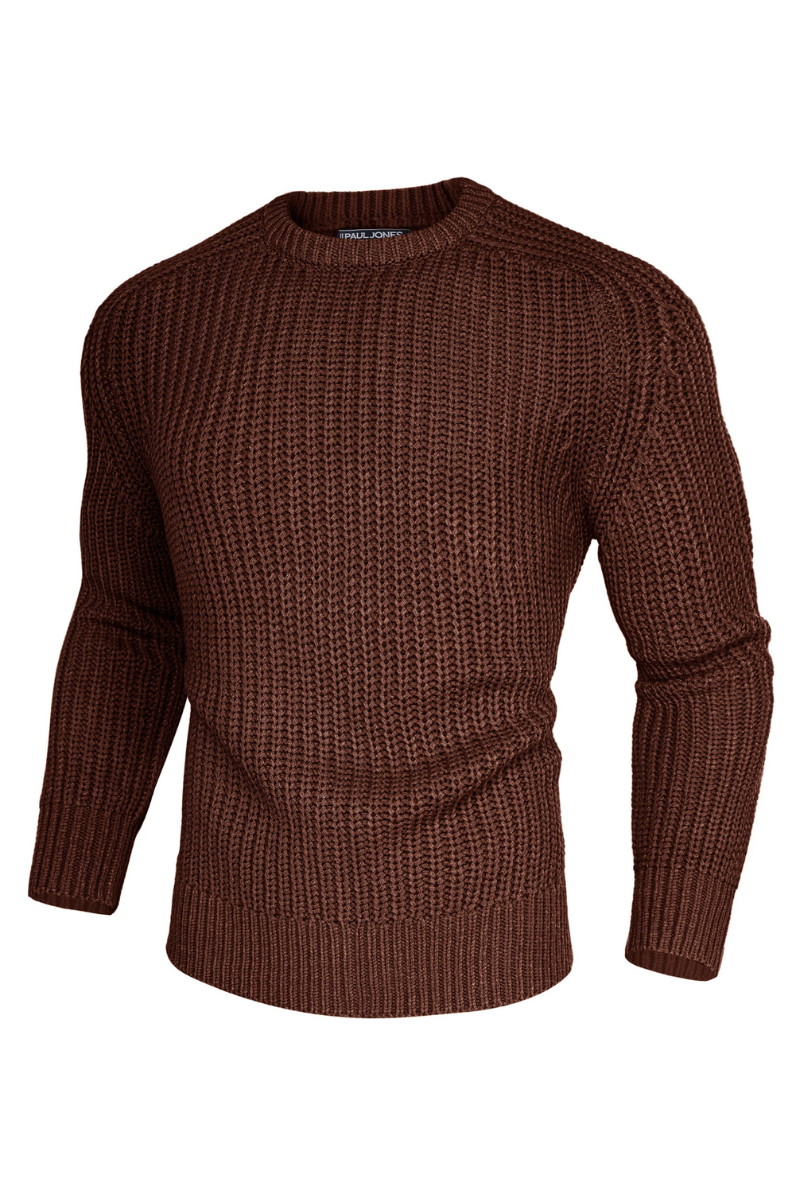Men's Crew Neck Textured Sweater – Coffee
