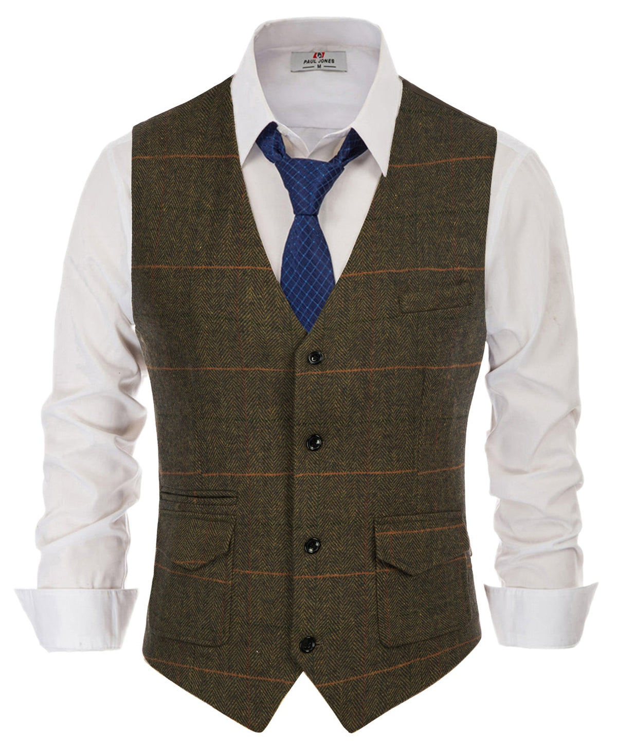 Men's Casual Tweed Vest with Pockets
