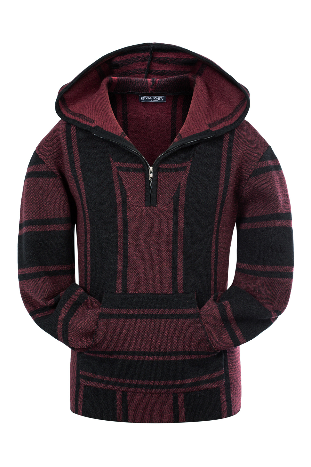 Men's Cable Knit Quarter-Zip Hoodie – Wine Red
