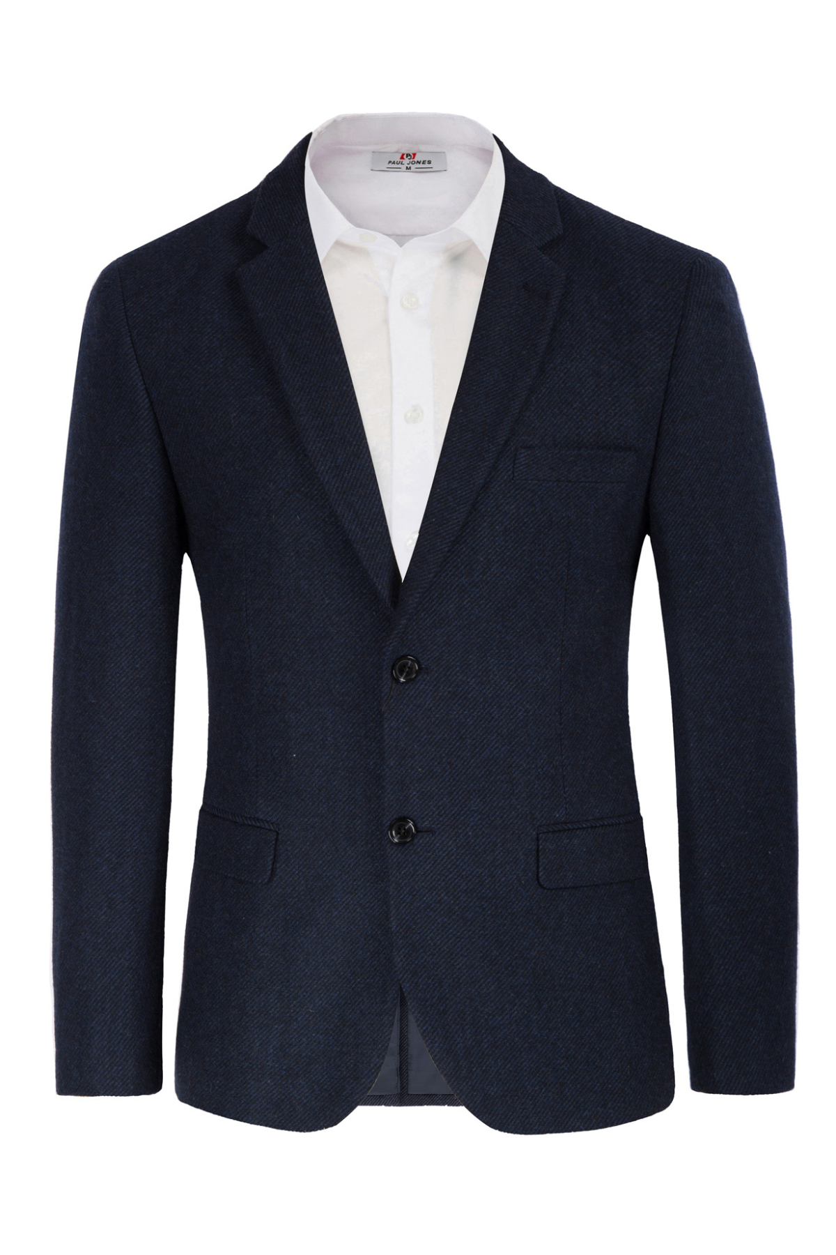 Men's Wool Blend Notch Lapel Long Sleeve Casual Blazer – detail