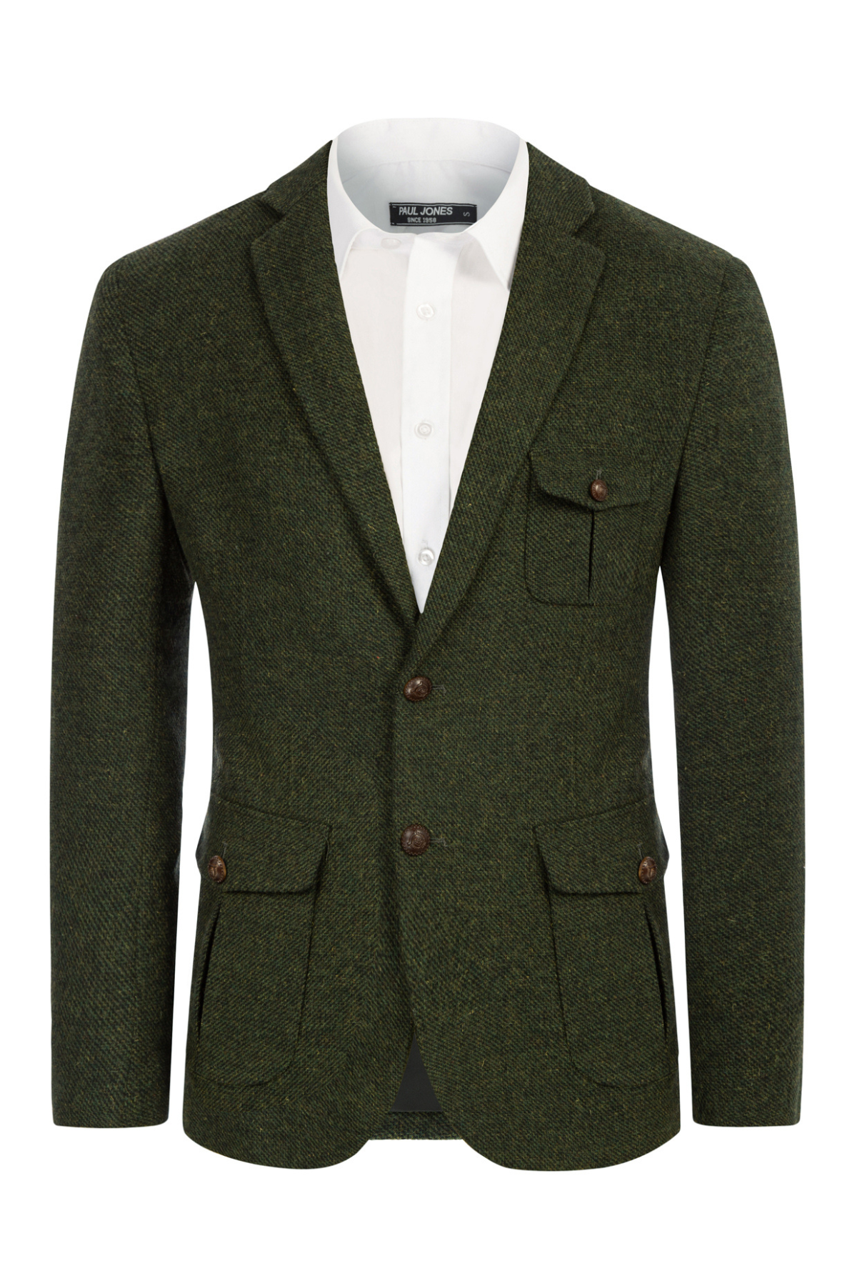 Men's Wool Blend Notch Lapel Textured Blazer – Green