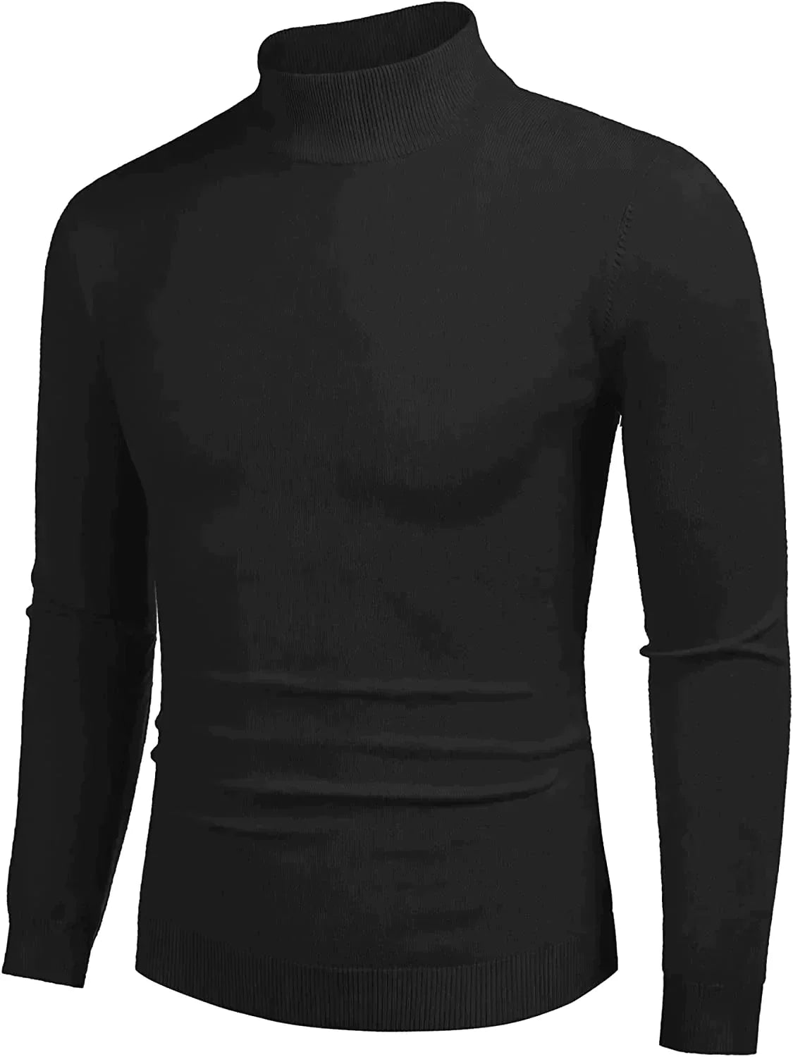 Men's Knit Thermal Turtleneck Sweater – Black