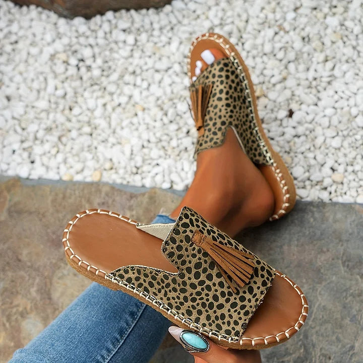 Linda | Sandals For Women | Open Toe Tassel Slide