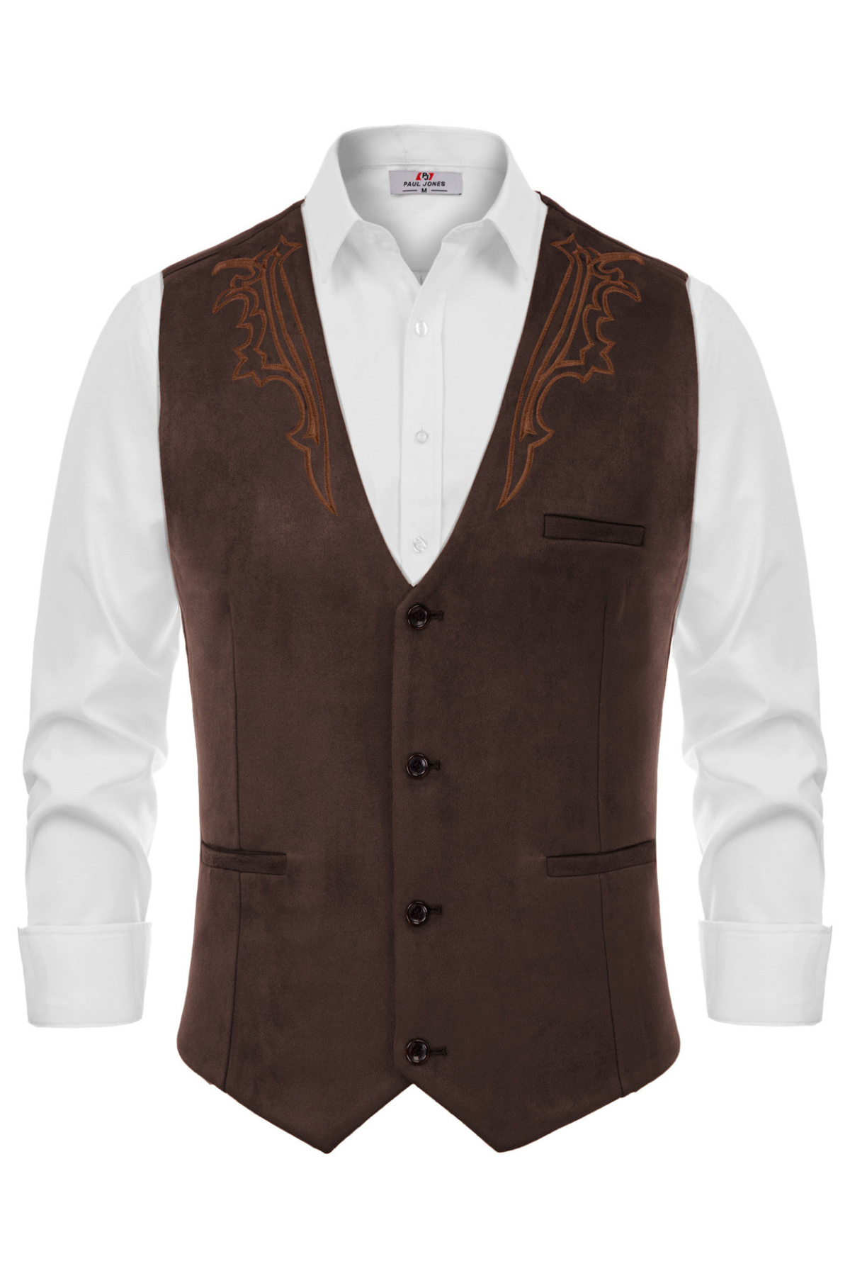 Men's Faux Suede Slim-Fit Western Casual Waistcoat – Coffee