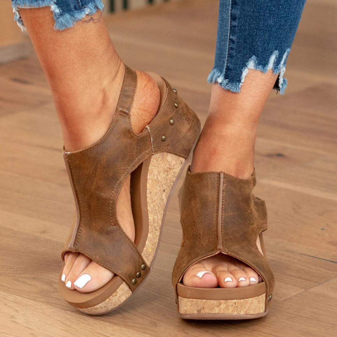 Thora | Sandals For Women | Open Toe Slingback With Wedge Heel