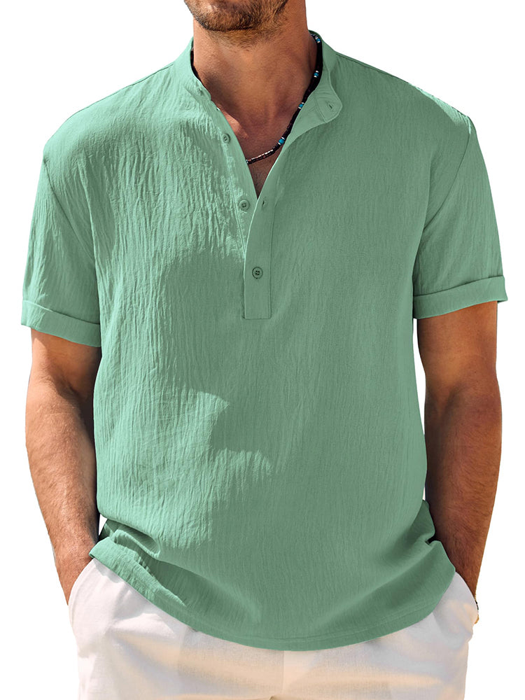 Men's Casual Soft Henley Top – Ice Green