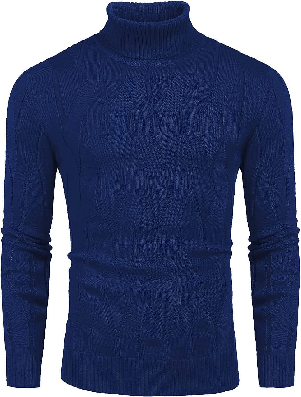 Men's Knit Slim-Fit Turtleneck Sweater – Navy Blue