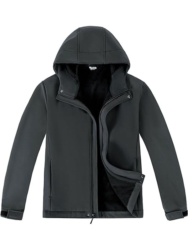 Men's Fleece Hooded Lined Windbreaker Jacket – Dark Gray