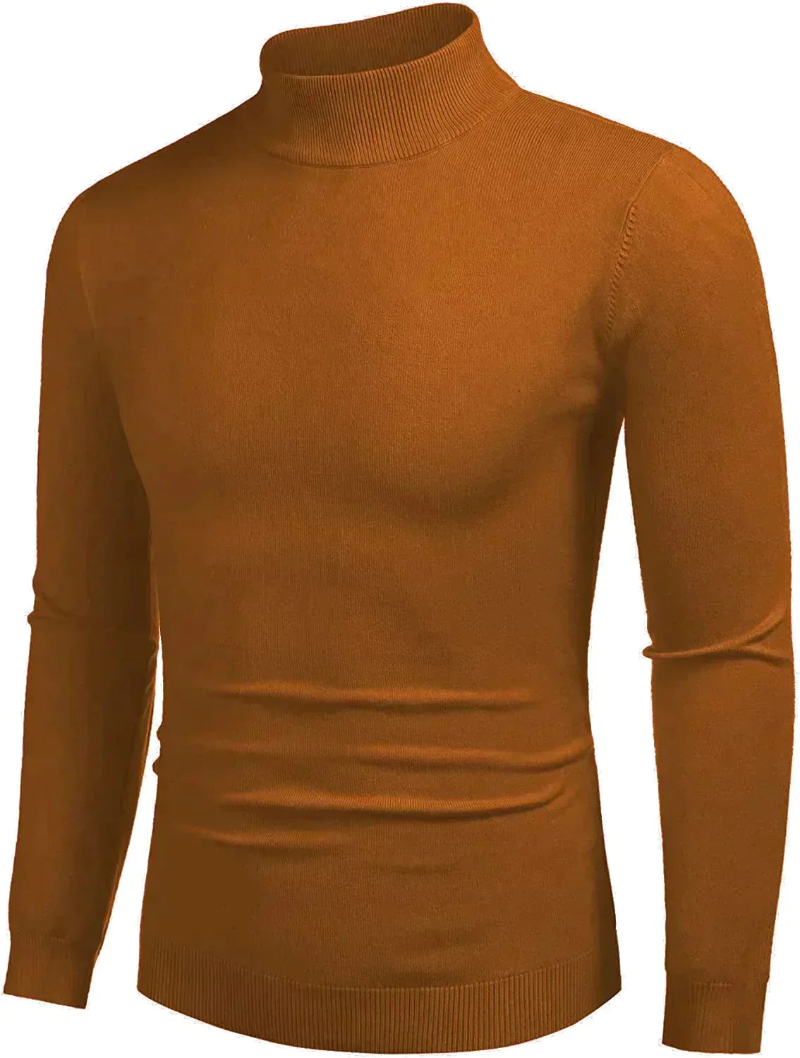 Men's Knit Thermal Turtleneck Sweater – Brown