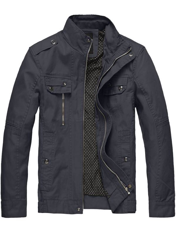 Men's Cotton Stand Collar Lightweight Jacket – Gray