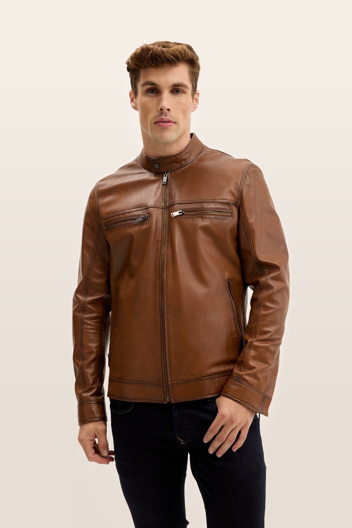 Men's Classic Moto Jacket Soft – Brown Tint