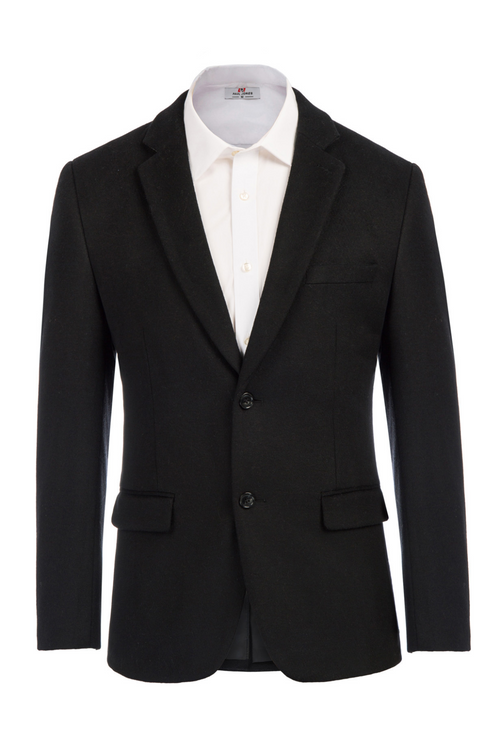 Men's Houndstooth Notch Lapel Casual Blazer – Black