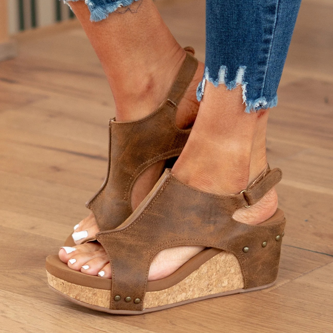 Thora | Sandals For Women | Open Toe Slingback With Wedge Heel