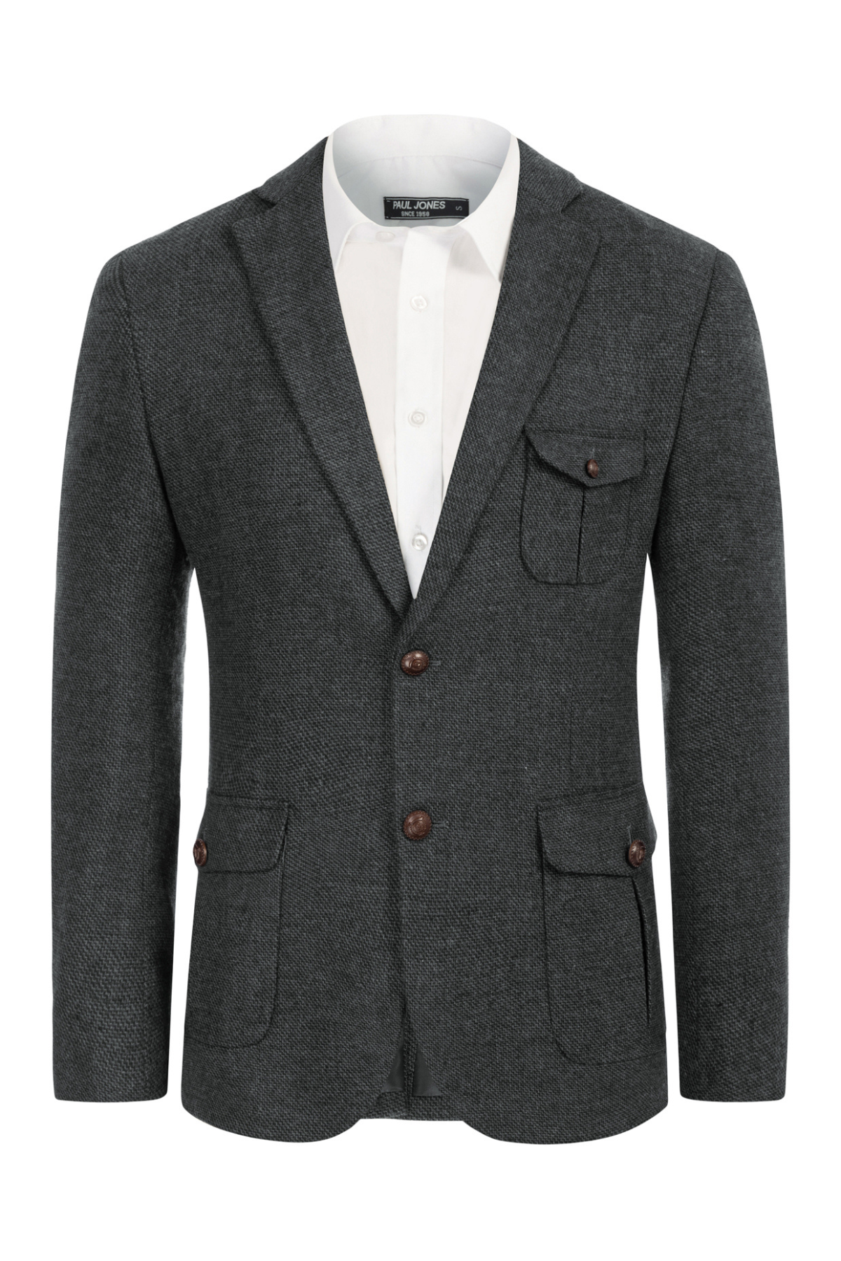 Men's Wool Blend Notch Lapel Textured Blazer – Navy