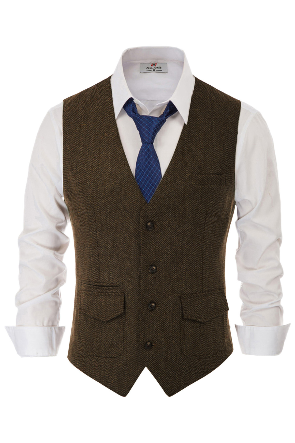 Men's Tweed Pocketed Casual Waistcoat – Dark Brown