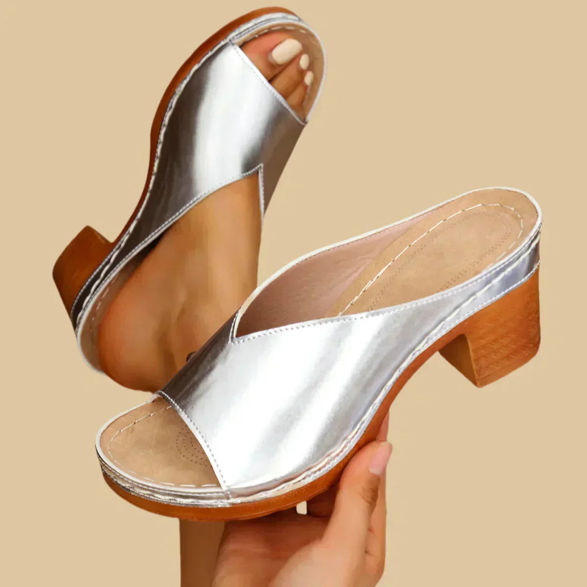 Sandals For Women | Open Toe Block Heel Slide