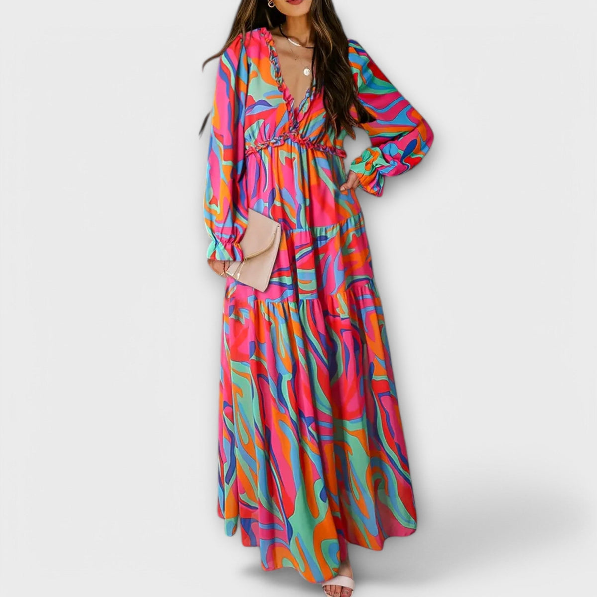 Women's Floral Maxi Dress | Pleated