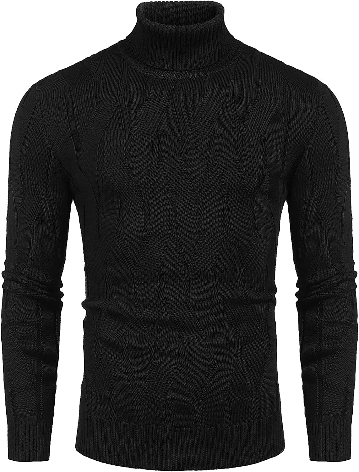 Men's Knit Slim-Fit Turtleneck Sweater – Black