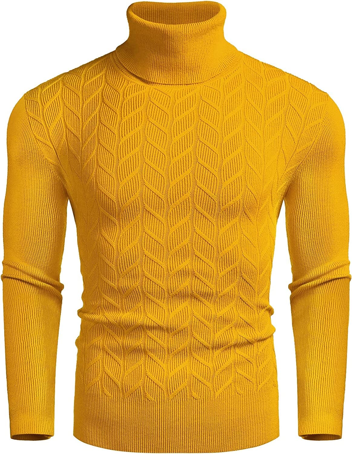 Men's Knit Twist-Front Turtleneck Sweater – Yellow