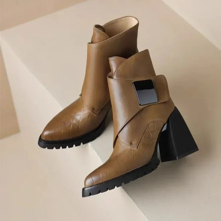 Taylor | Boots For Women | Ankle Block Heel With Strap Detail