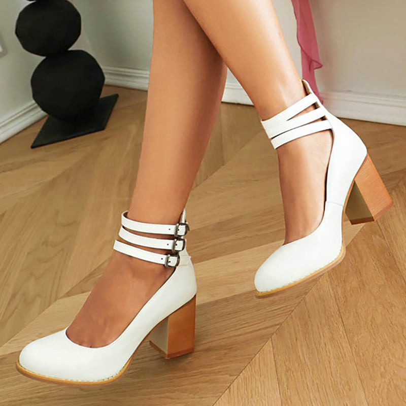 Noor | Heels For Women | Ankle Strap Block Heel