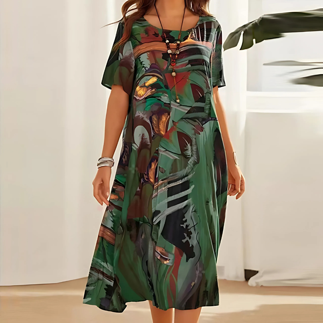 Women's Dress | Bold Abstract Pattern Midi