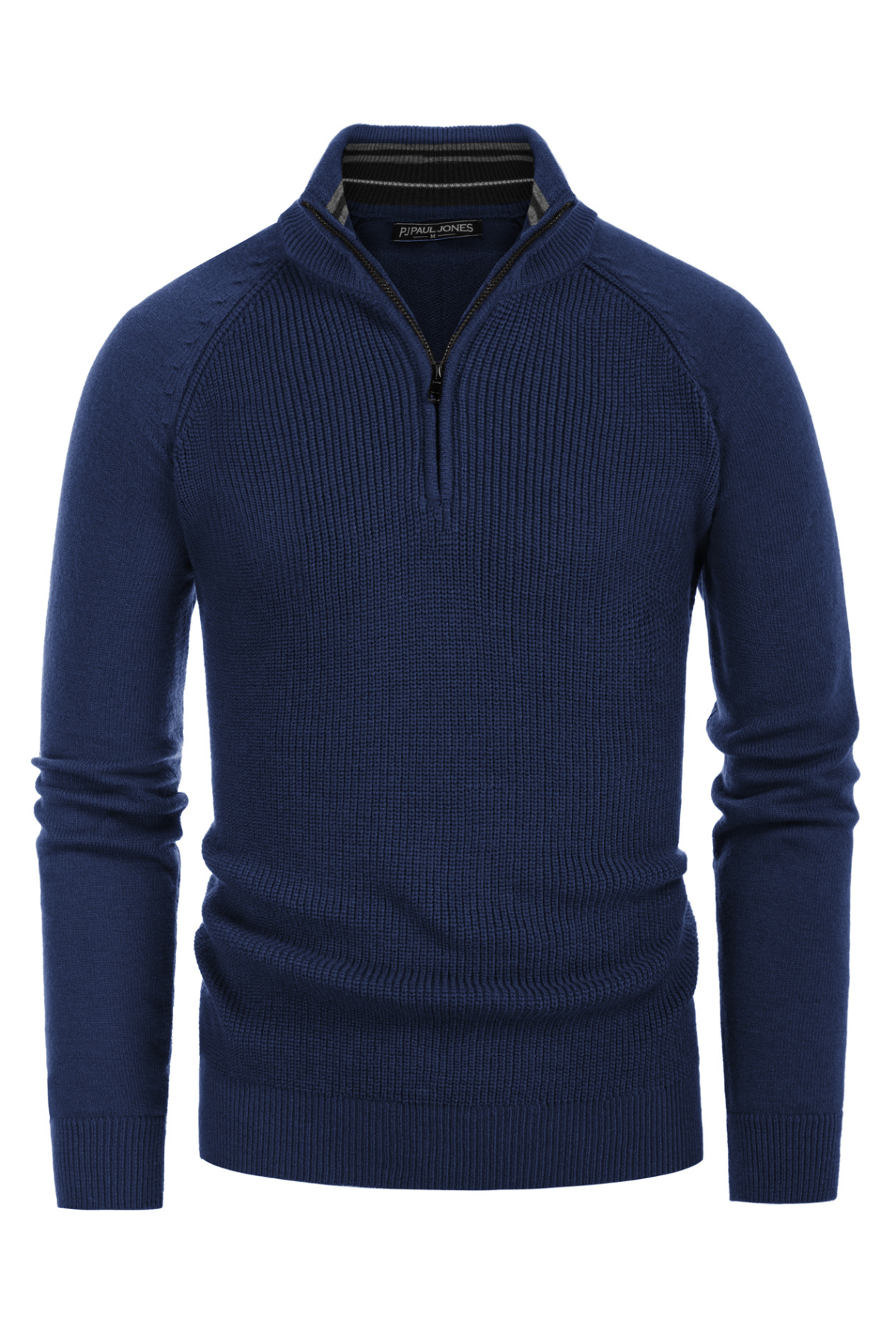 Men's Knit Mock Neck Slim-Fit Casual Quarter-Zip Sweater – Navy Blue
