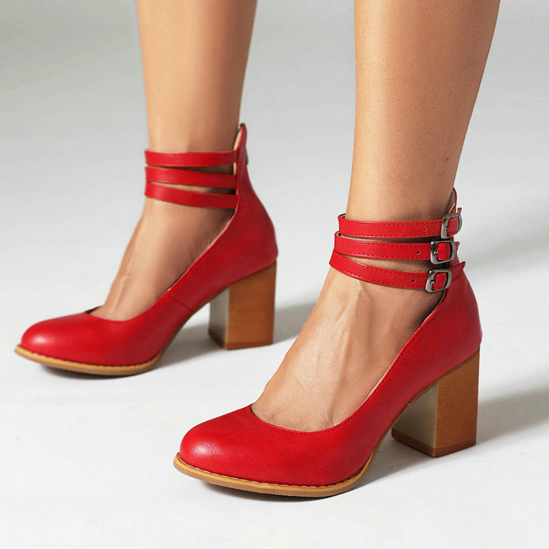 Noor | Heels For Women | Ankle Strap Block Heel