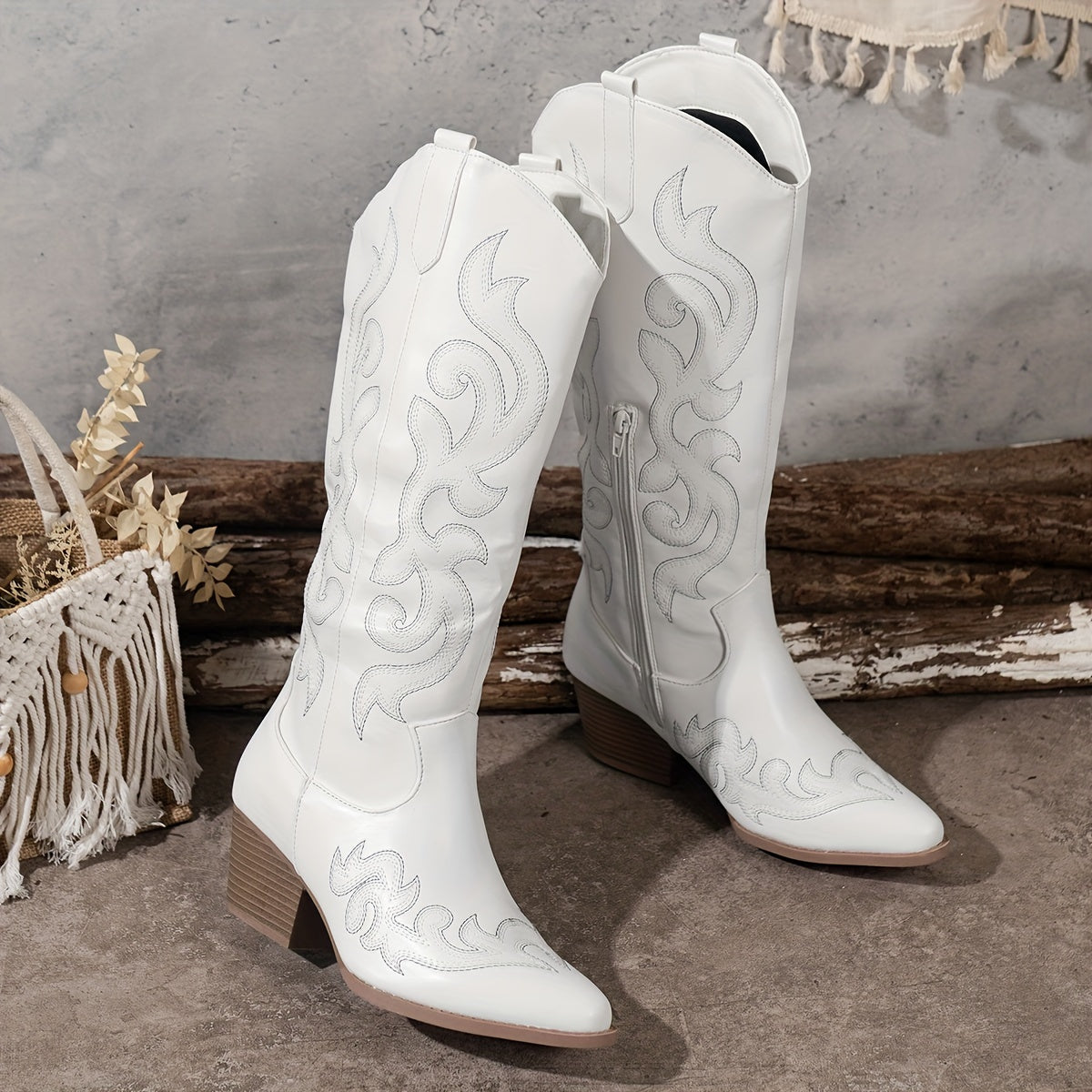 Della | Cowboy Boots For Women | Knee-High Block Heel